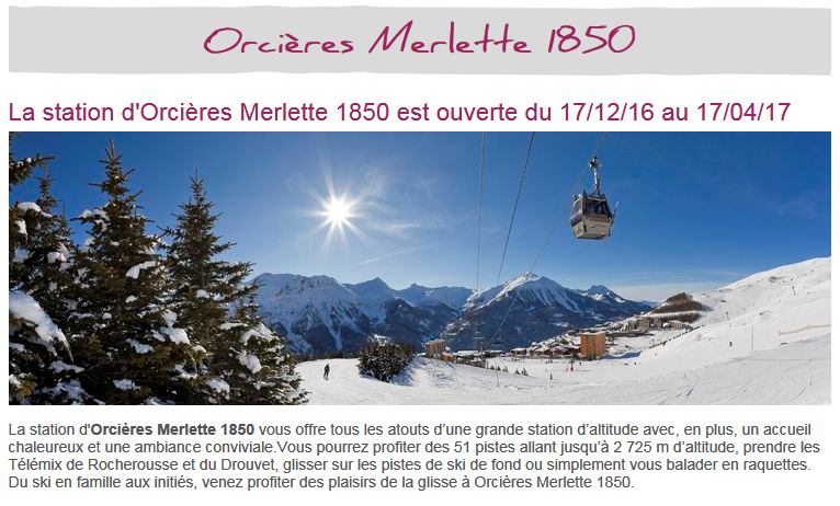 Location proche de Merlette