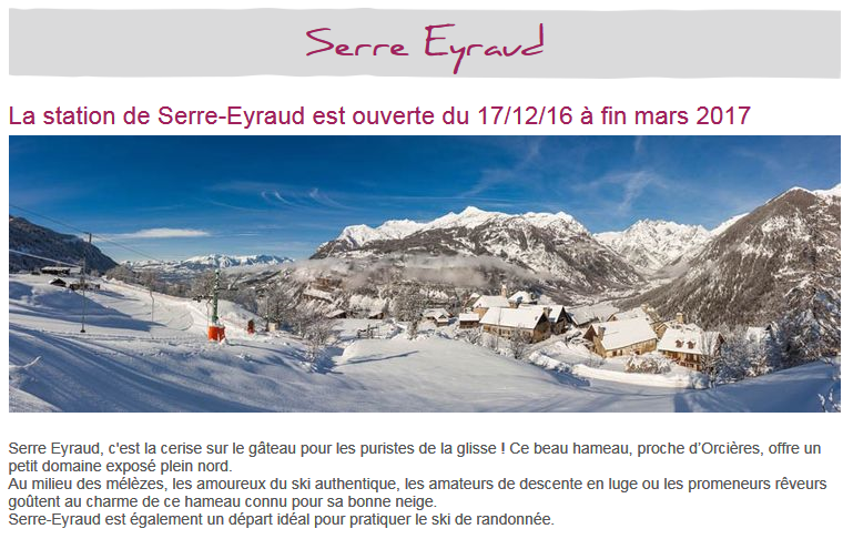 Location proche de Serre Eyraud